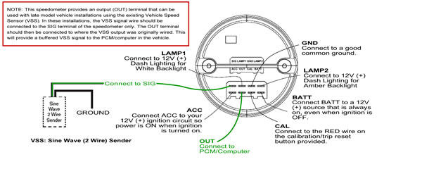 Speedo signal input for late model vehicles with PCM or computer