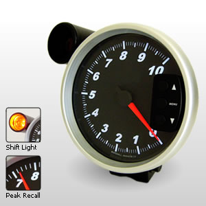 Comp II 5" Memory Tachometer with Shift Light.  Black Dial.  0-10,000 RPM