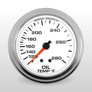 Comp II 2-5/8" Mechanical Oil Temperature Gauge, White Dial
