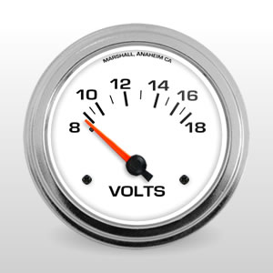 Comp II 2-5/8" Voltmeter.  White Dial, Electric Short-Sweep Performance Gauge