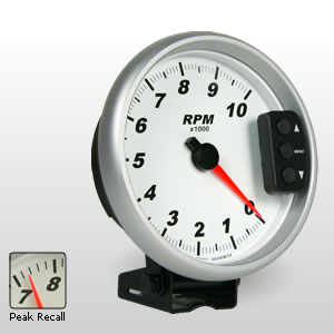 Comp II 5" Memory Tachometer.  White Dial.  0-10,000 RPM