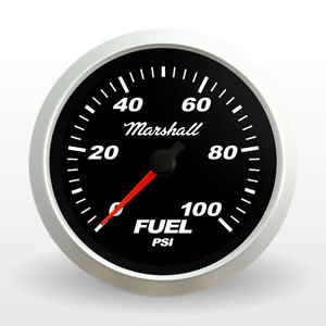 SCX Fuel Pressure Gauge.  Black Dial.  Full-Sweep Electric Fuel Pressure Gauge