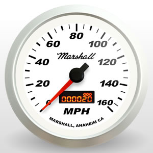 SCX In-Dash Electric Programmable Speedometer, 3-3/8" White Dial, 0-160MPH
