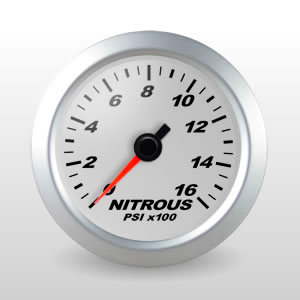 SCX Nitrous Pressure Gauge.  Silver Dial.  Full-Sweep Electric  Nitrous Pressure Gauge