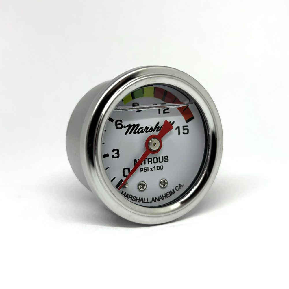 Direct Mount 1.5" Liquid Filled Nitrous Bottle Pressure Gauge 
