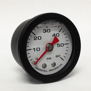 Marshall CWB00060.  1.5" Direct Mount Fuel/Oil/Air/Water Pressure Gauge, Liquid Filled, 1/8" NPT Center Back Connection