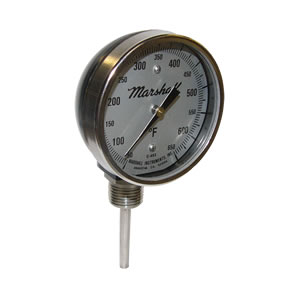 3 in Dial, Bottom Mount Bimetal Thermometer