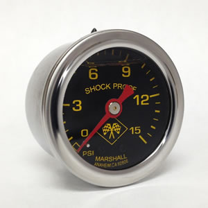 MNS00015 Marshall Direct Mount Fuel/Air/Oil/Water Pressure Gauge.  Liquid Filled, 1/8" NPT Connection.